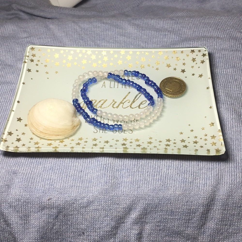 Beaded Choker - Blue and White